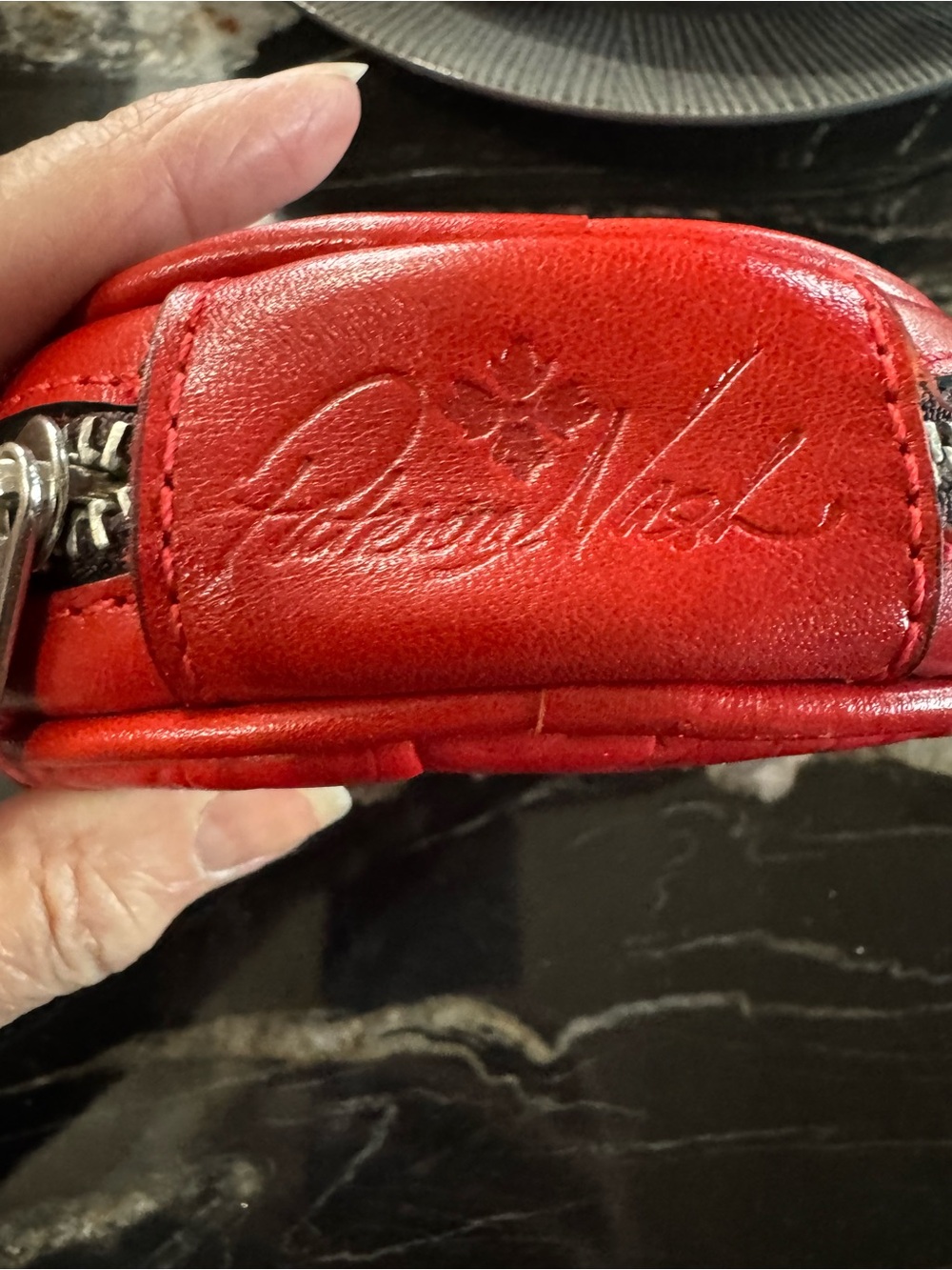 Patricia Nash Red Leather jewellery Pouch for travel.